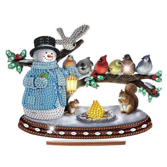 Wooden Xmas Snowman Diamonds Painting Desktop Decor for Table Office Decor (#1)