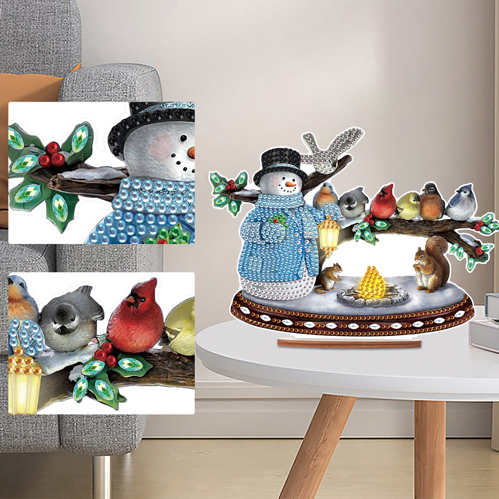 Wooden Xmas Snowman Diamonds Painting Desktop Decor for Table Office Decor (#1)