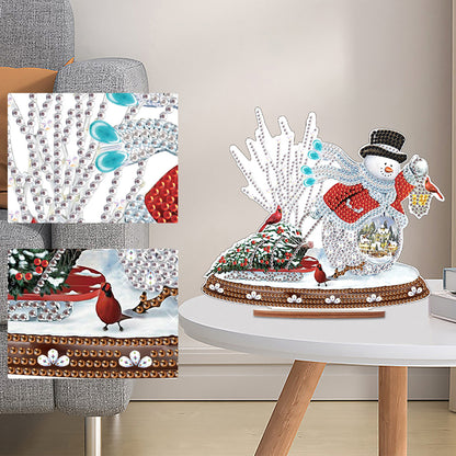 Wooden Xmas Snowman Diamonds Painting Desktop Decor for Table Office Decor (#2)