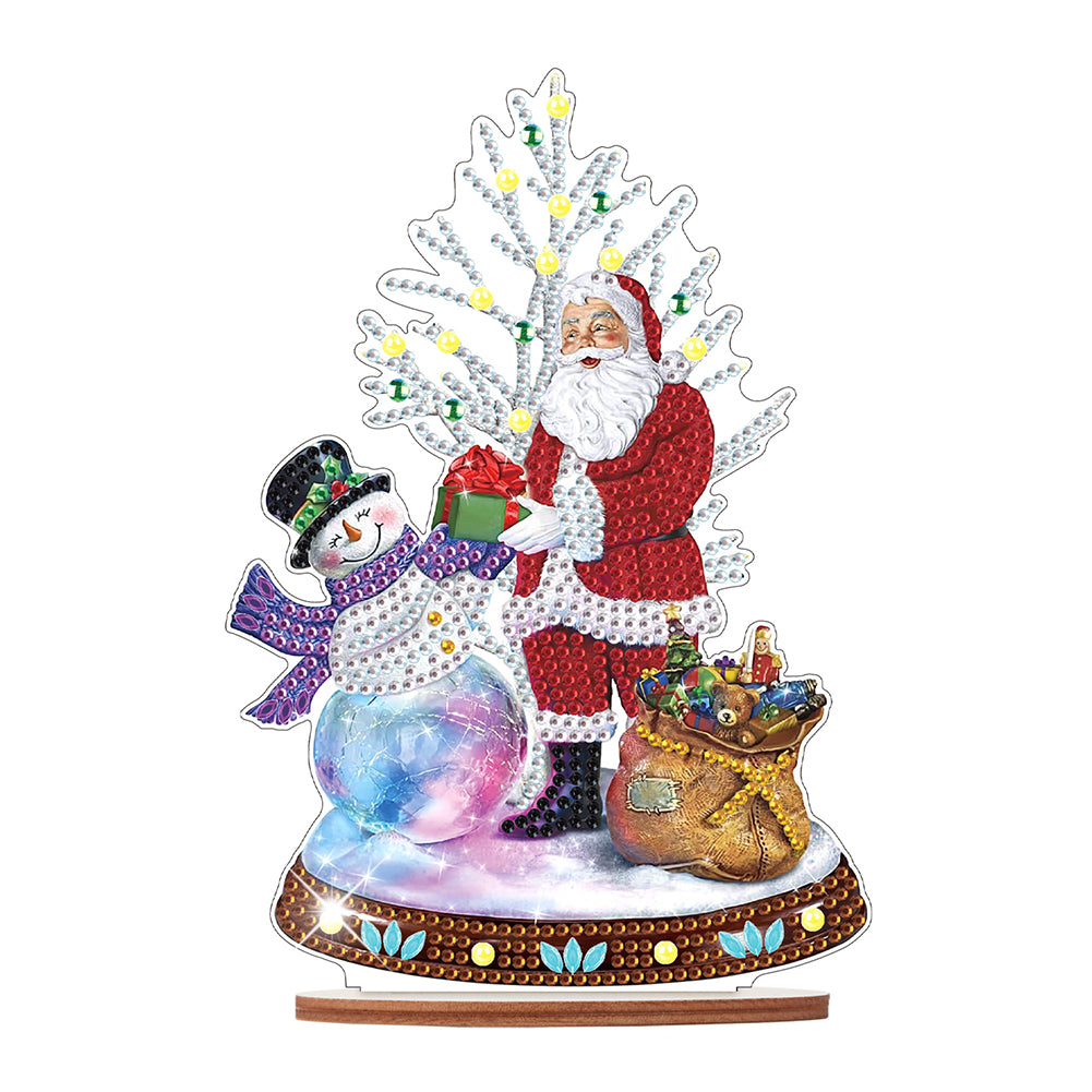 Wooden Xmas Snowman Diamonds Painting Desktop Decor for Table Office Decor (#3)