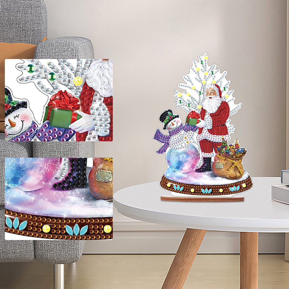 Wooden Xmas Snowman Diamonds Painting Desktop Decor for Table Office Decor (#3)