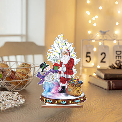 Wooden Xmas Snowman Diamonds Painting Desktop Decor for Table Office Decor (#3)