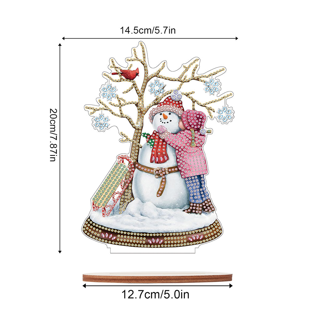 Wooden Xmas Snowman Diamonds Painting Desktop Decor for Table Office Decor (#4)