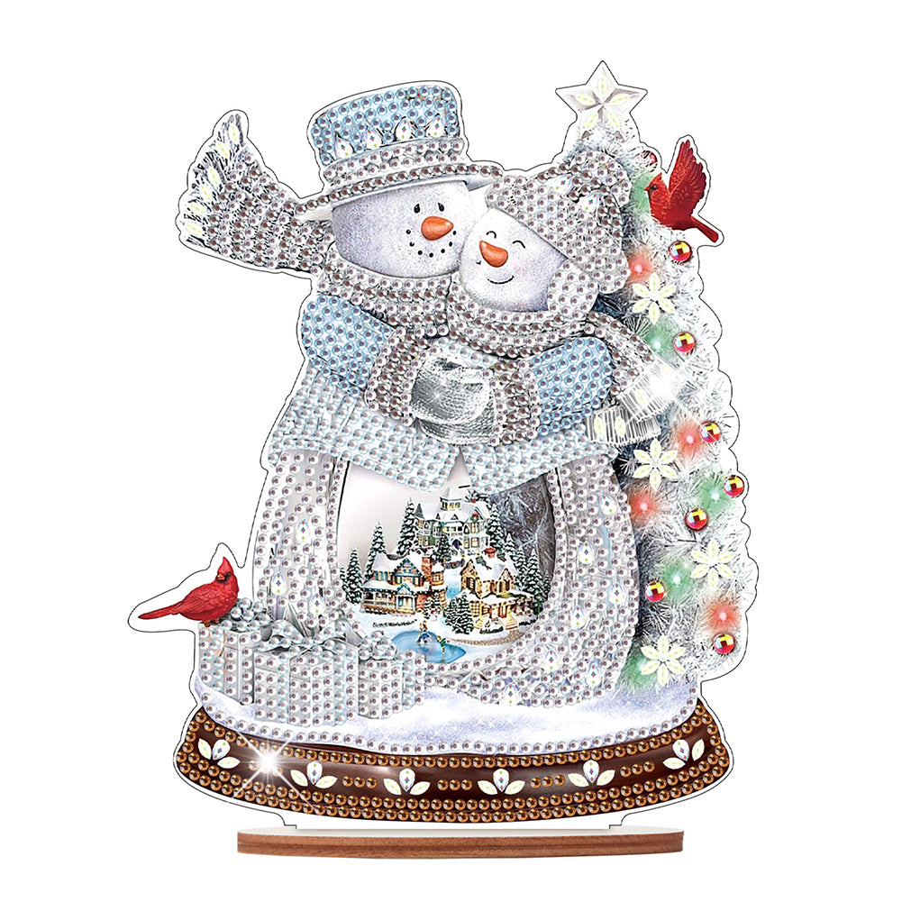 Wooden Xmas Snowman Diamonds Painting Desktop Decor for Table Office Decor (#5)