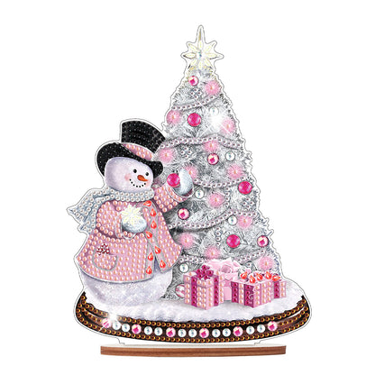 Wooden Xmas Snowman Diamonds Painting Desktop Decor for Table Office Decor (#6)