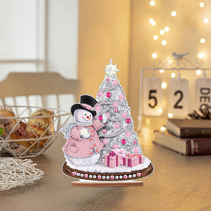 Wooden Xmas Snowman Diamonds Painting Desktop Decor for Table Office Decor (#6)