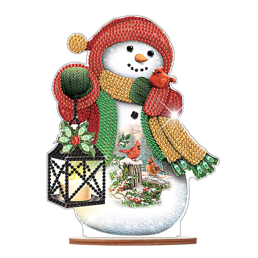 Wooden Xmas Snowman Diamonds Painting Desktop Decor for Table Office Decor (#7)