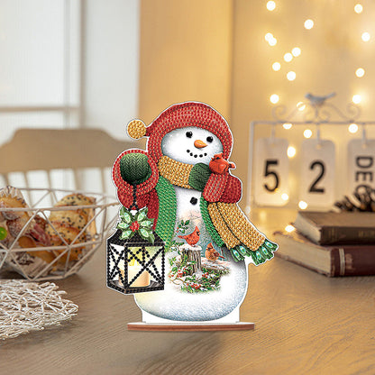 Wooden Xmas Snowman Diamonds Painting Desktop Decor for Table Office Decor (#7)