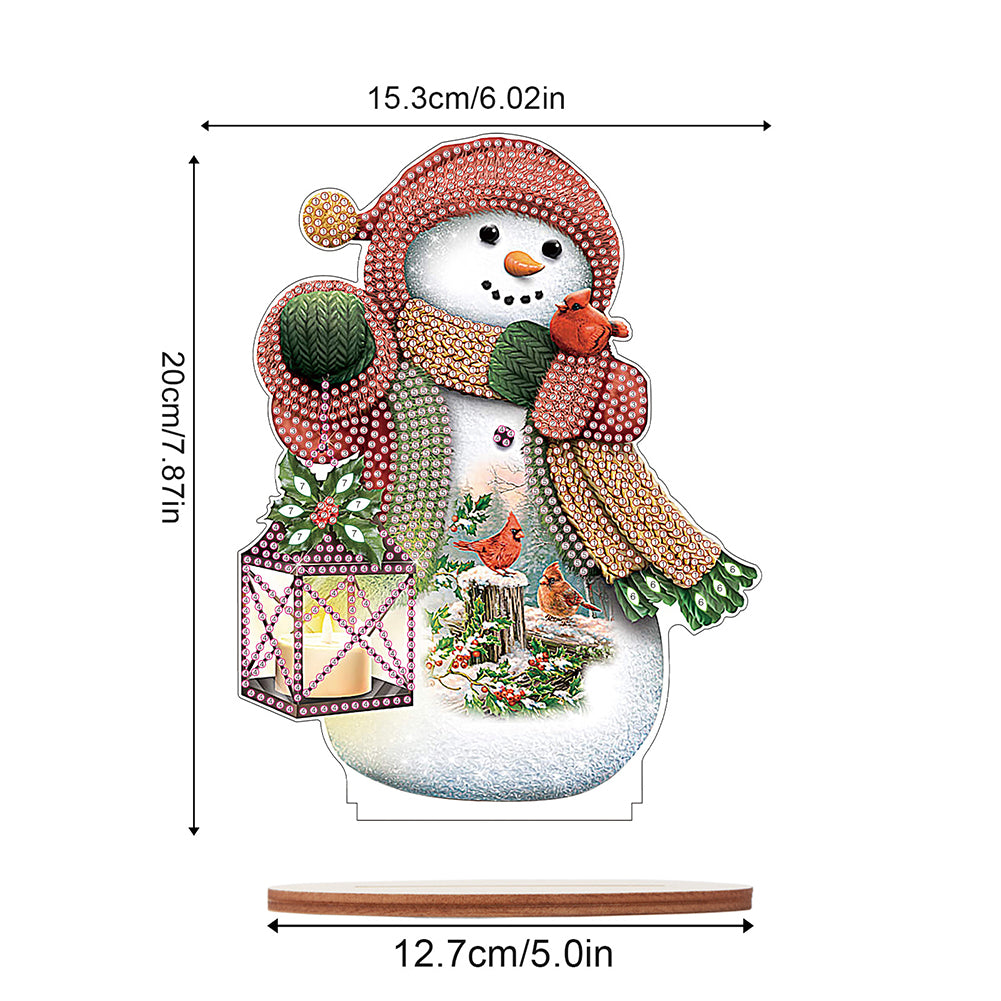 Wooden Xmas Snowman Diamonds Painting Desktop Decor for Table Office Decor (#7)