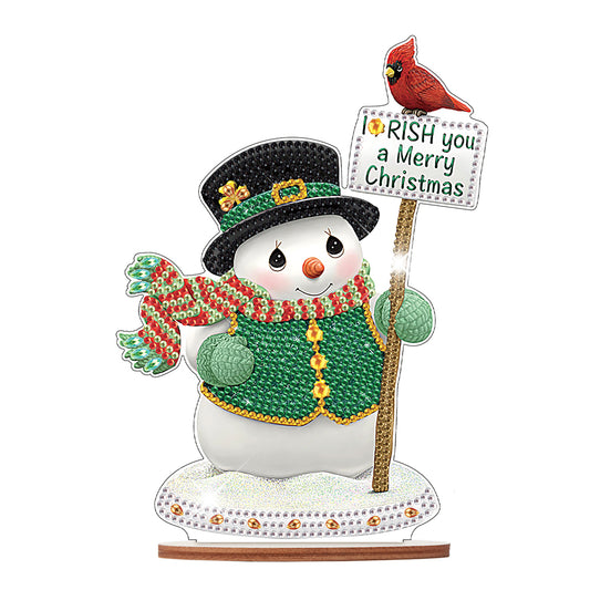 Wooden Xmas Snowman Diamonds Painting Desktop Decor for Table Office Decor (#8)