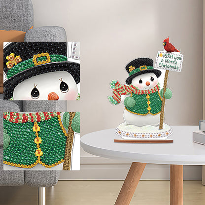 Wooden Xmas Snowman Diamonds Painting Desktop Decor for Table Office Decor (#8)