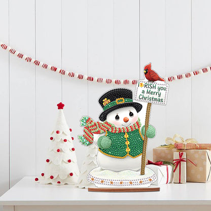 Wooden Xmas Snowman Diamonds Painting Desktop Decor for Table Office Decor (#8)