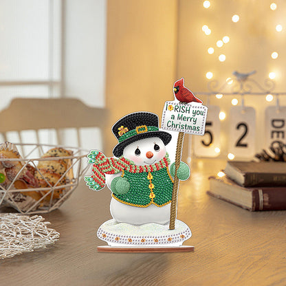 Wooden Xmas Snowman Diamonds Painting Desktop Decor for Table Office Decor (#8)