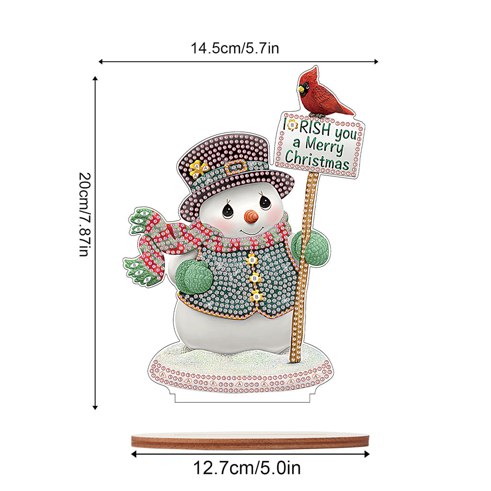 Wooden Xmas Snowman Diamonds Painting Desktop Decor for Table Office Decor (#8)