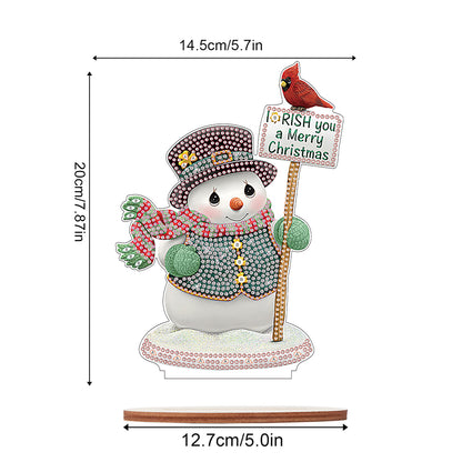 Wooden Xmas Snowman Diamonds Painting Desktop Decor for Table Office Decor (#8)