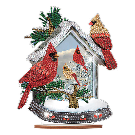 Wooden Xmas Cardinal Desktop Diamond Art Kits for Xmas Table Office Decor (#1)