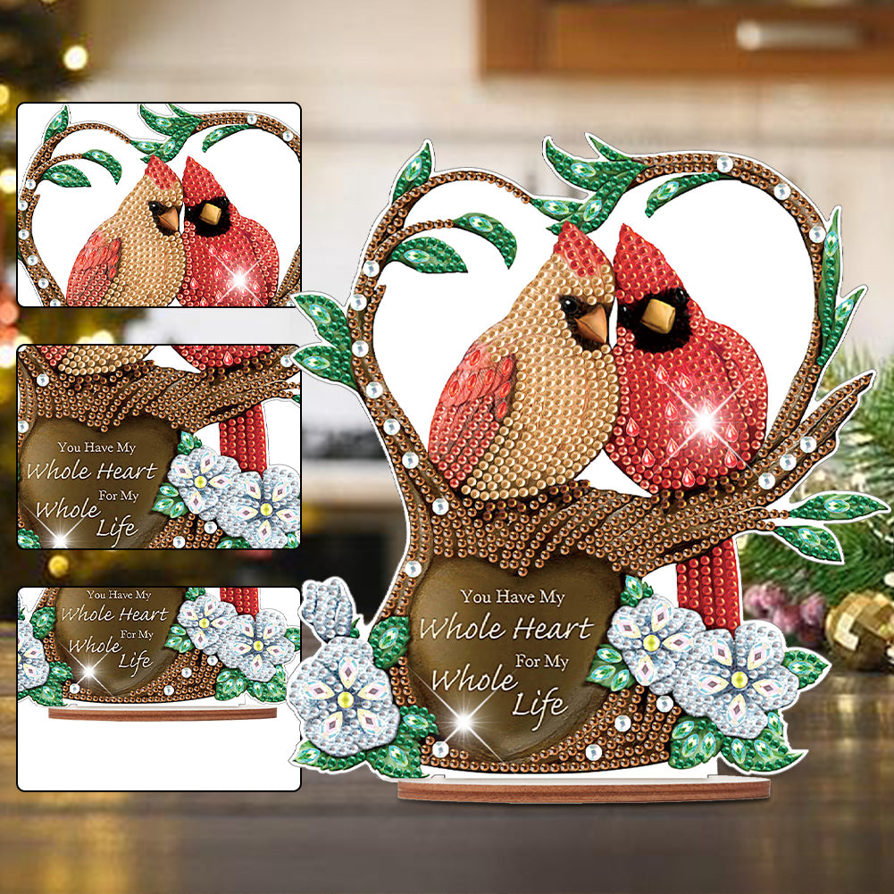 Wooden Xmas Cardinal Desktop Diamond Art Kits for Xmas Table Office Decor (#2)