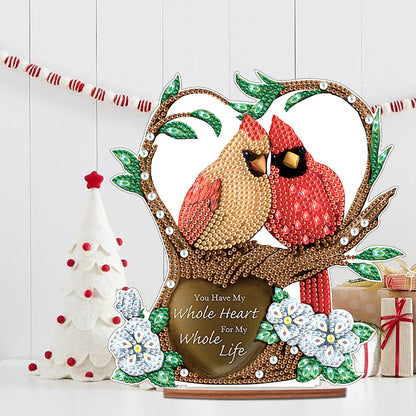 Wooden Xmas Cardinal Desktop Diamond Art Kits for Xmas Table Office Decor (#2)