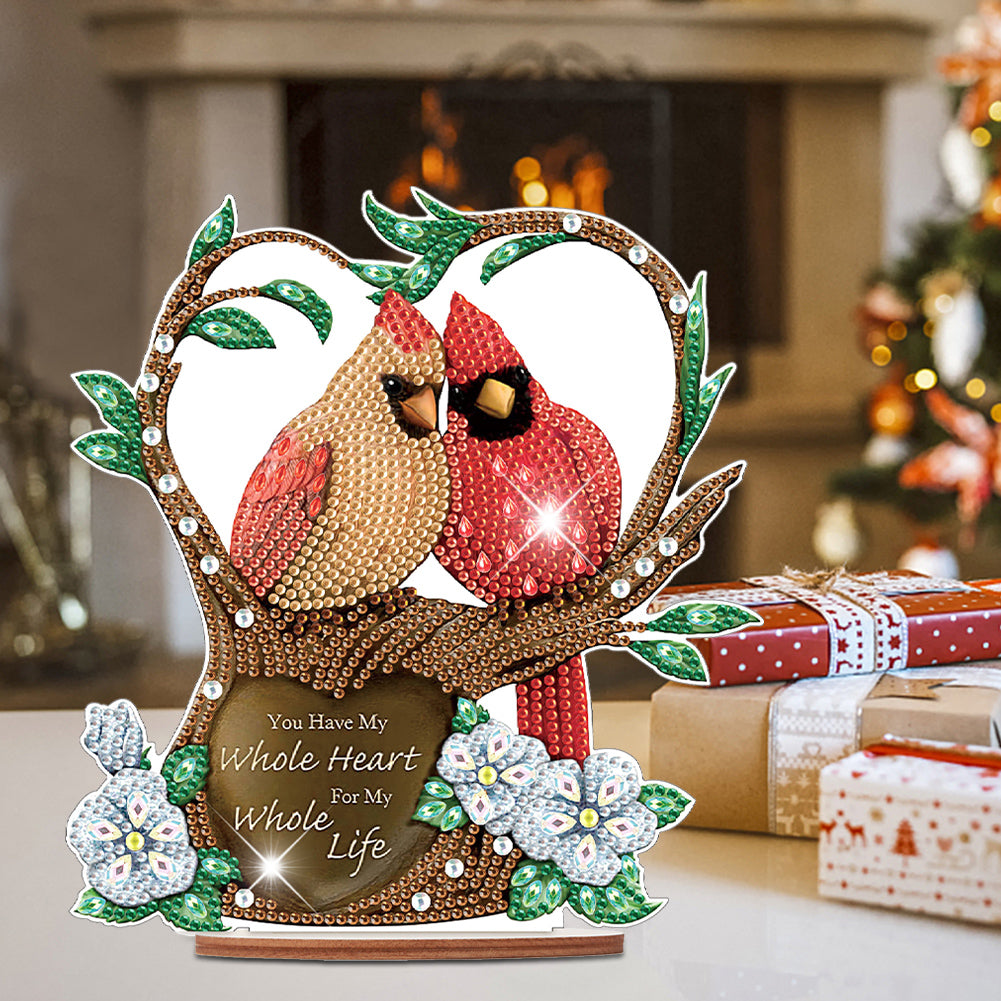 Wooden Xmas Cardinal Desktop Diamond Art Kits for Xmas Table Office Decor (#2)