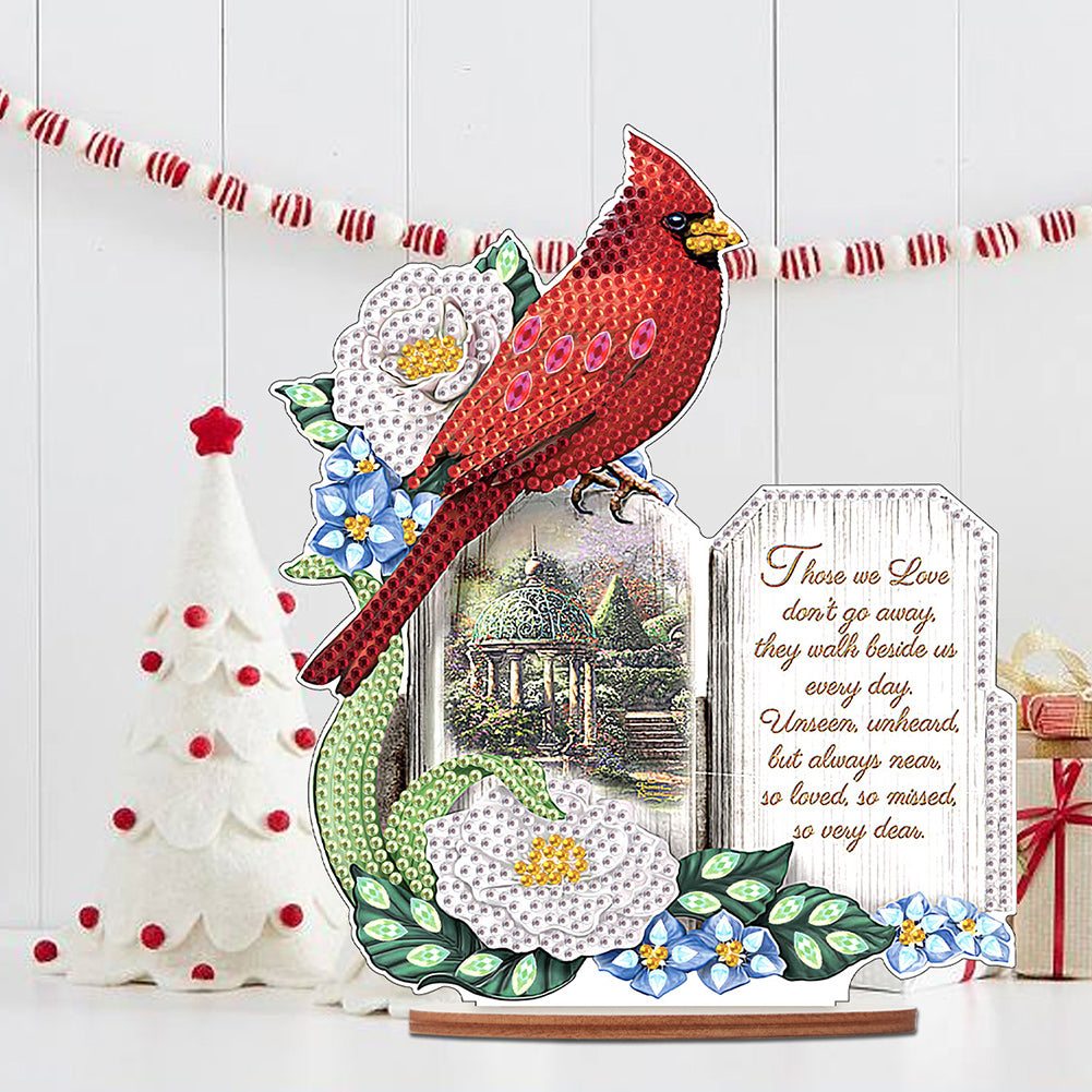 Wooden Xmas Cardinal Desktop Diamond Art Kits for Xmas Table Office Decor (#3)