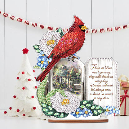 Wooden Xmas Cardinal Desktop Diamond Art Kits for Xmas Table Office Decor (#3)