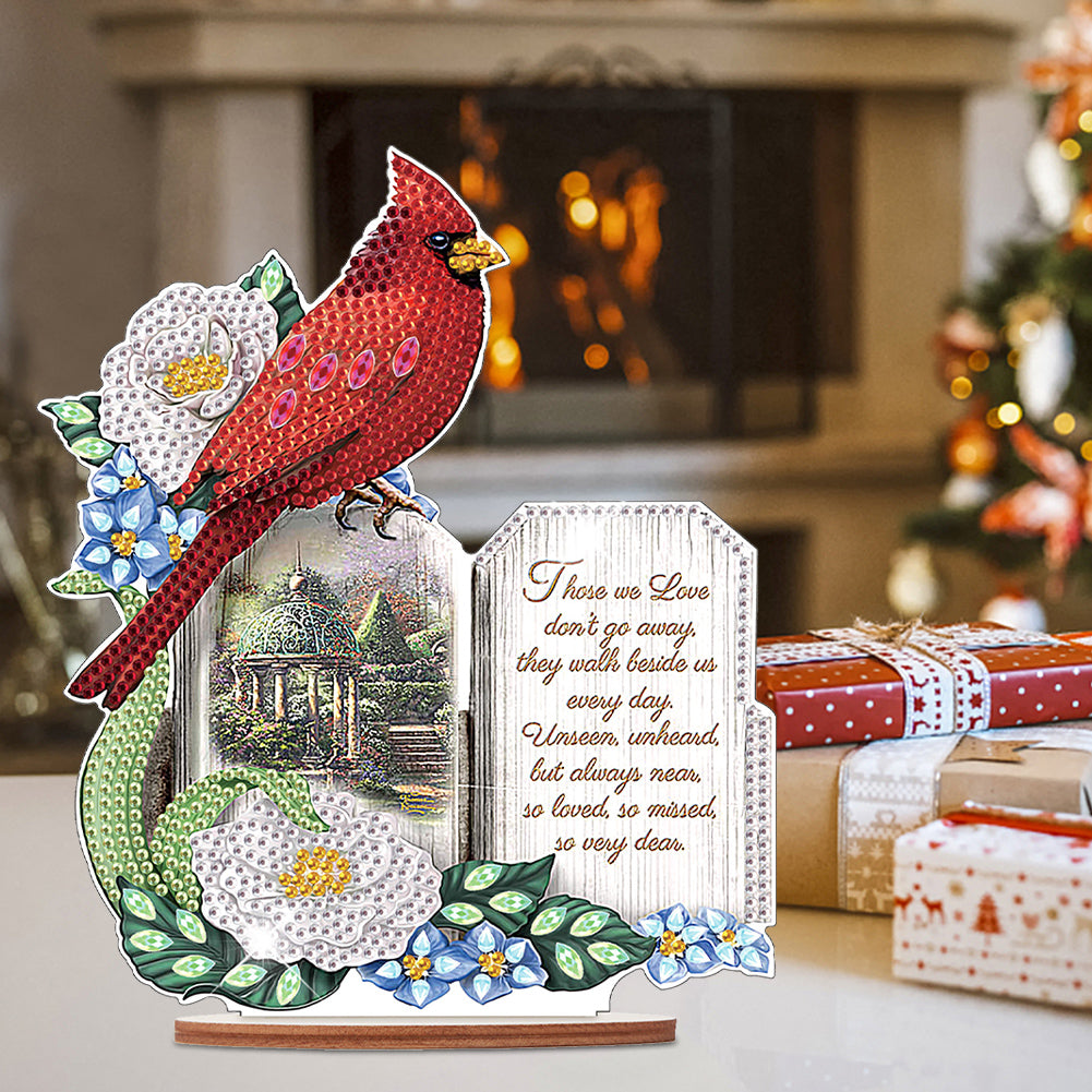 Wooden Xmas Cardinal Desktop Diamond Art Kits for Xmas Table Office Decor (#3)