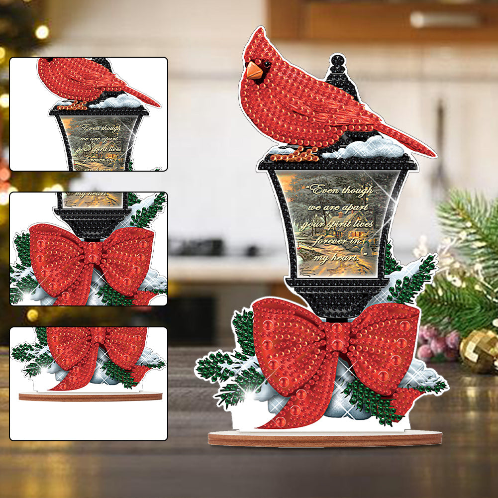 Wooden Xmas Cardinal Desktop Diamond Art Kits for Xmas Table Office Decor (#4)