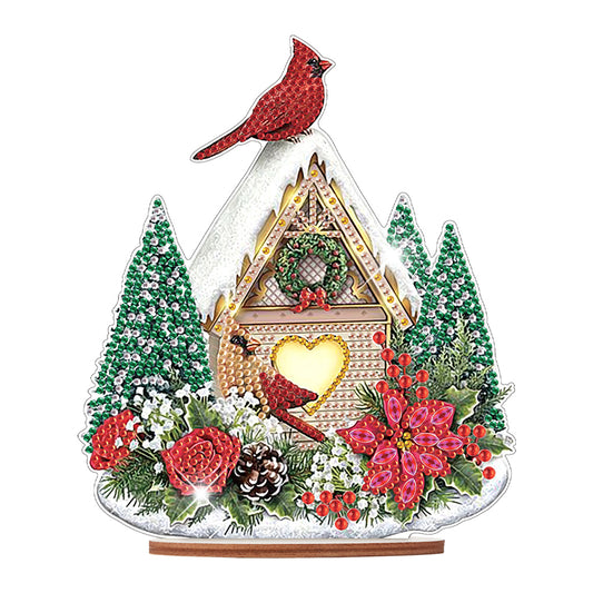 Wooden Xmas Cardinal Desktop Diamond Art Kits for Xmas Table Office Decor (#5)