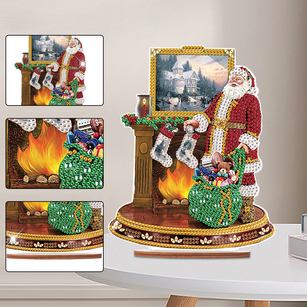 Wooden Santa Diamond Painting Tabletop Ornaments Kit for Table Office Decor (#4)