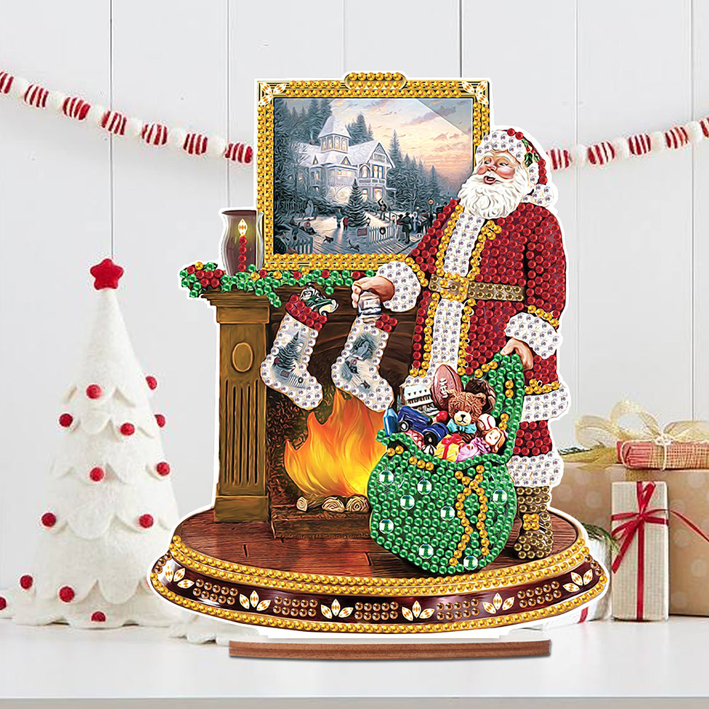 Wooden Santa Diamond Painting Tabletop Ornaments Kit for Table Office Decor (#4)