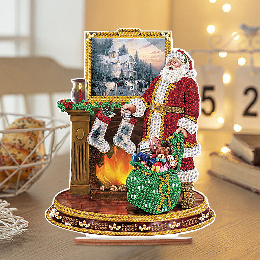 Wooden Santa Diamond Painting Tabletop Ornaments Kit for Table Office Decor (#4)