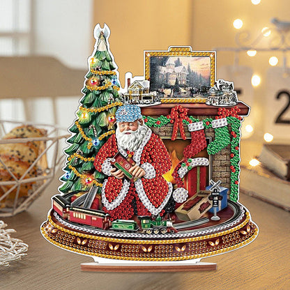 Wooden Santa Diamond Painting Tabletop Ornaments Kit for Table Office Decor (#5)