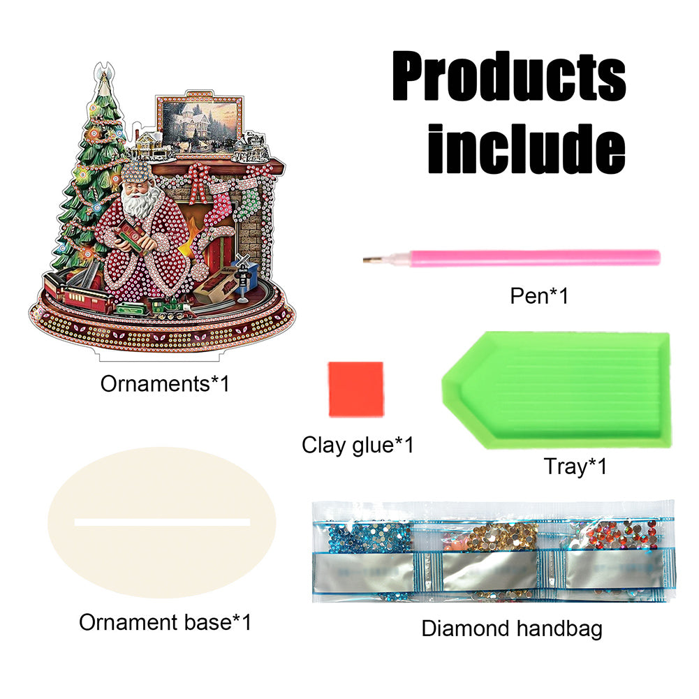 Wooden Santa Diamond Painting Tabletop Ornaments Kit for Table Office Decor (#5)