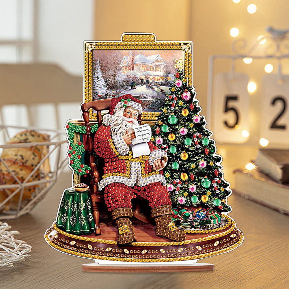 Wooden Santa Diamond Painting Tabletop Ornaments Kit for Table Office Decor (#6)