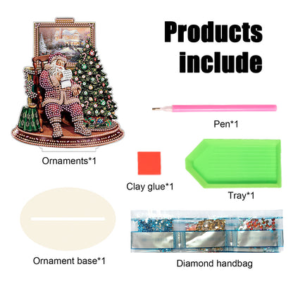 Wooden Santa Diamond Painting Tabletop Ornaments Kit for Table Office Decor (#6)