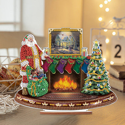 Wooden Santa Diamond Painting Tabletop Ornaments Kit for Table Office Decor (#7)