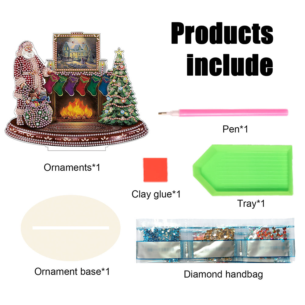 Wooden Santa Diamond Painting Tabletop Ornaments Kit for Table Office Decor (#7)