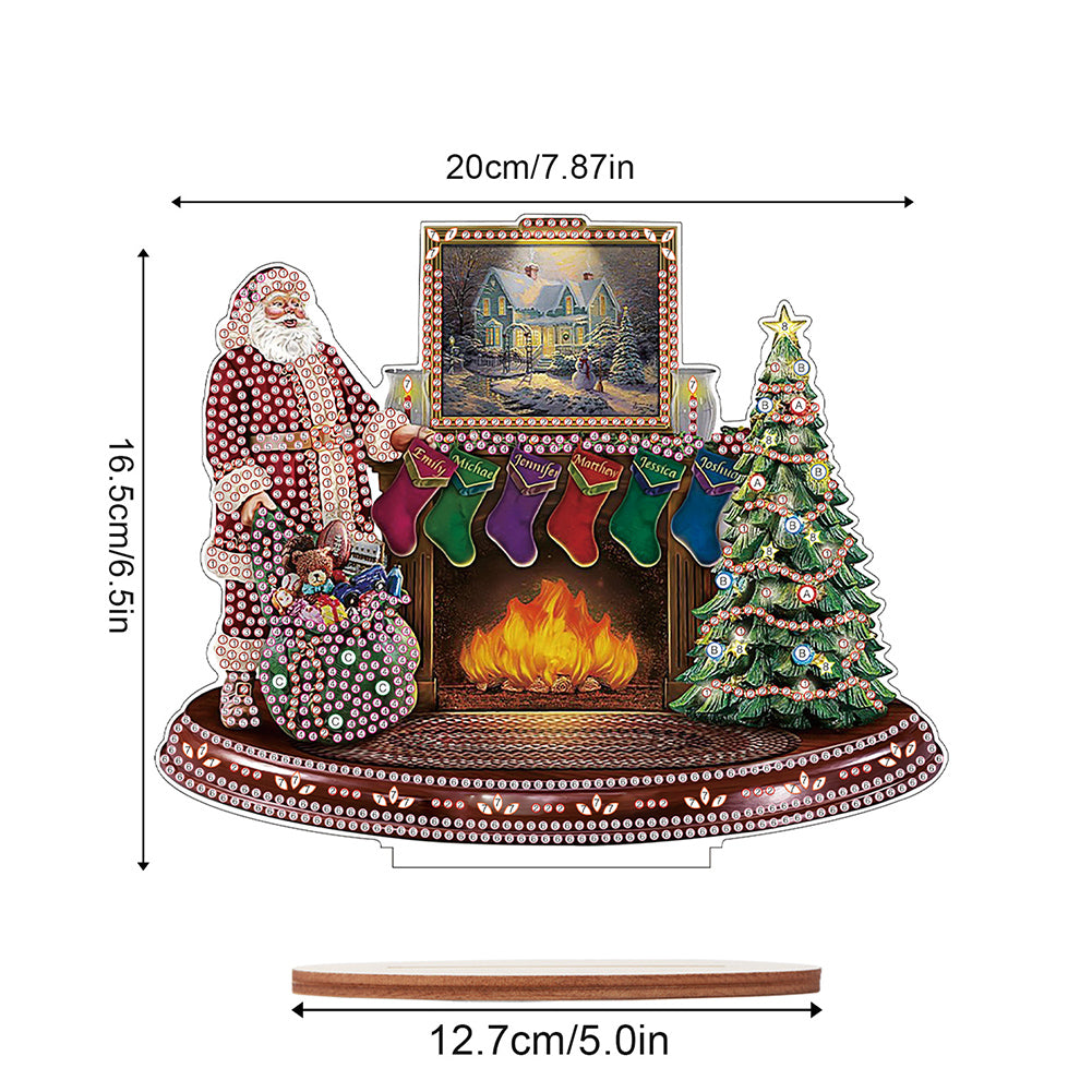 Wooden Santa Diamond Painting Tabletop Ornaments Kit for Table Office Decor (#7)