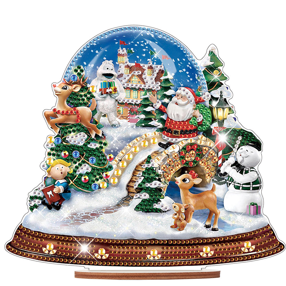 Wooden Santa Diamond Painting Tabletop Ornaments Kit for Table Office Decor (#8)