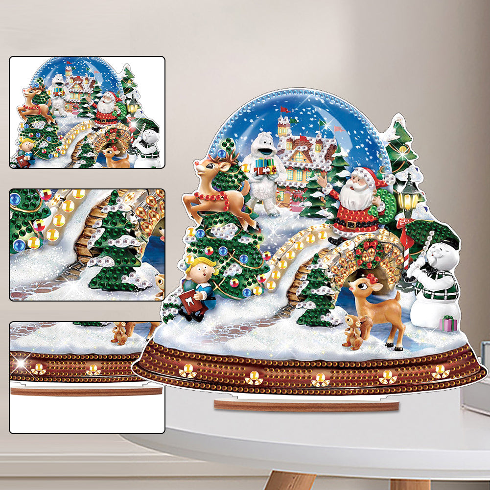 Wooden Santa Diamond Painting Tabletop Ornaments Kit for Table Office Decor (#8)