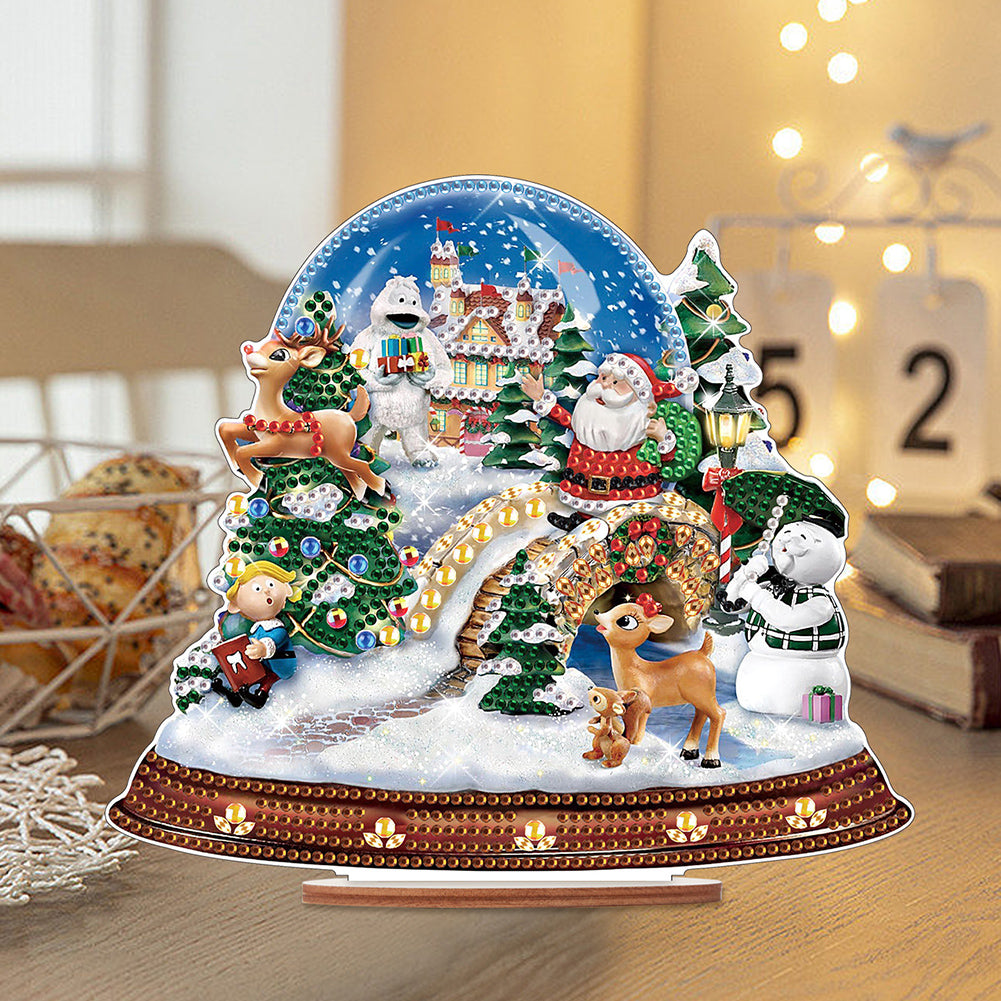 Wooden Santa Diamond Painting Tabletop Ornaments Kit for Table Office Decor (#8)