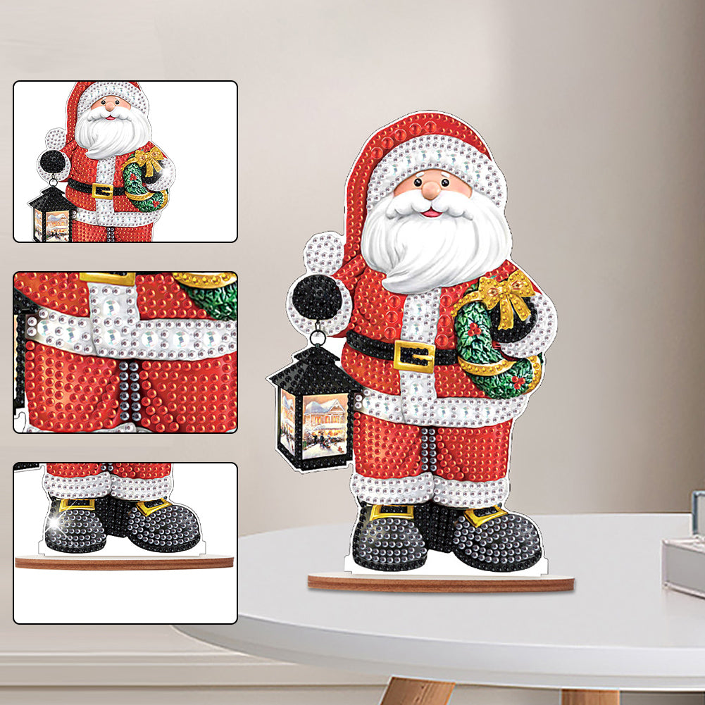 Wooden Santa Diamond Painting Tabletop Ornaments Kit for Table Office Decor (#9)