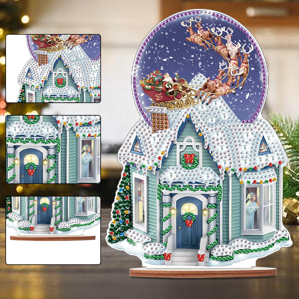 Wooden Christmas Diamond Painting Tabletop Ornament for Table Office Decor (#4)