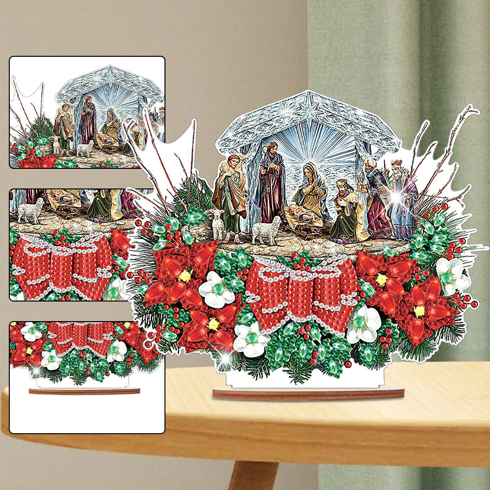 Wooden Christmas Diamond Painting Tabletop Ornament for Table Office Decor (#5)