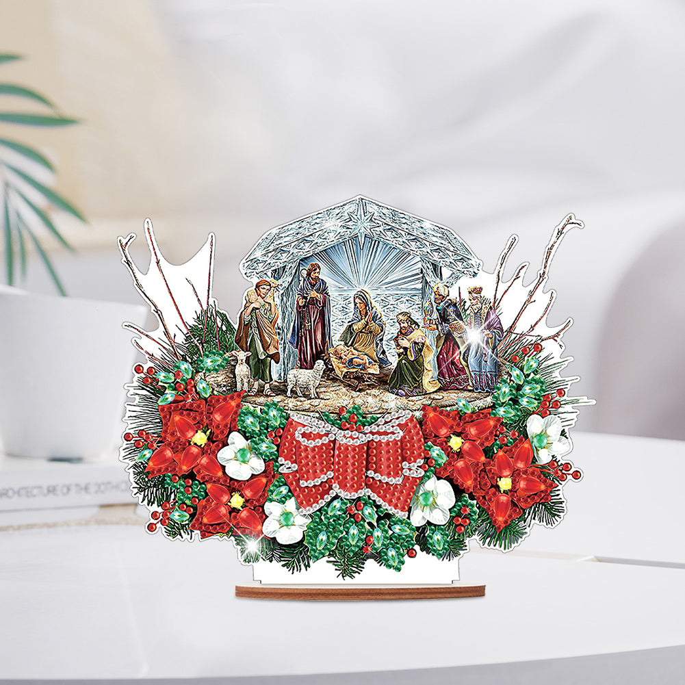 Wooden Christmas Diamond Painting Tabletop Ornament for Table Office Decor (#5)