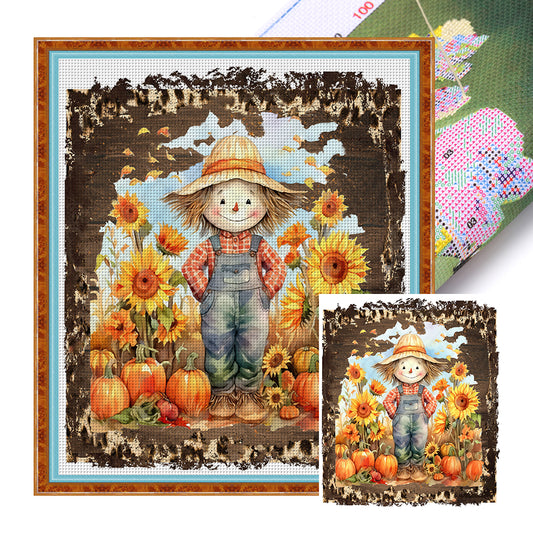 Sunflower Scarecrow - 11CT Stamped Cross Stitch 50*55CM(Joy Sunday)
