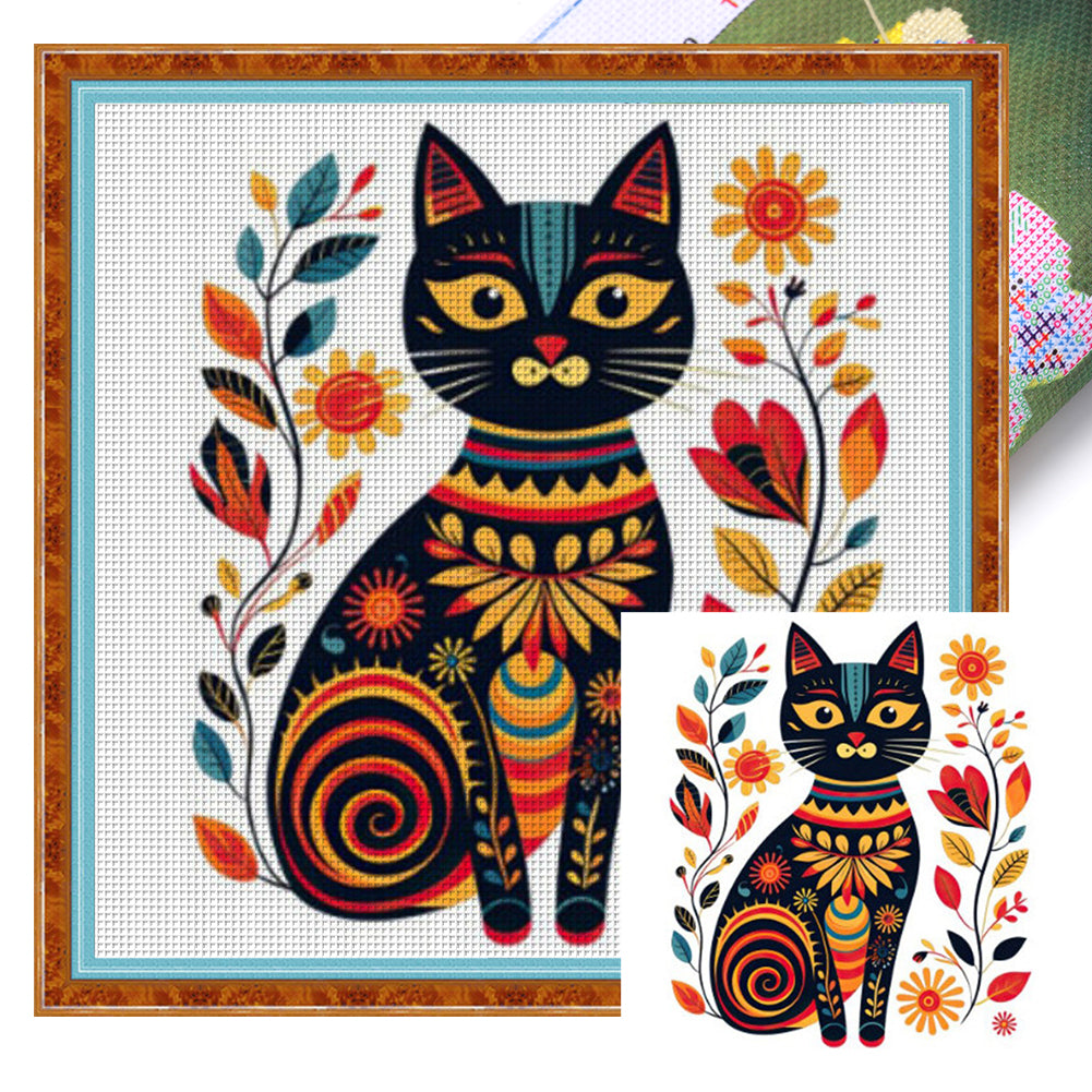 Cat - 11CT Stamped Cross Stitch 50*50CM(Joy Sunday)