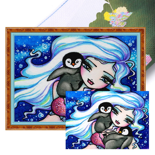 Big Eyes Girl - 11CT Stamped Cross Stitch 60*45CM(Joy Sunday)