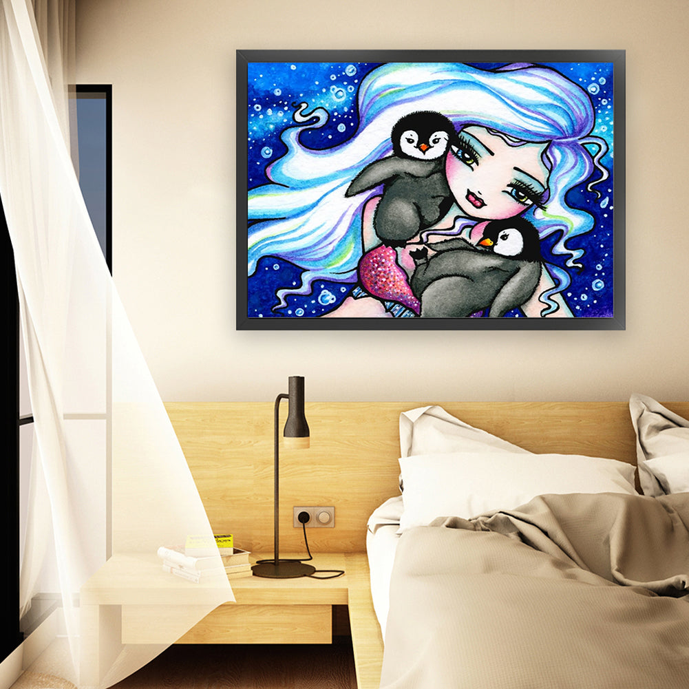 Big Eyes Girl - 11CT Stamped Cross Stitch 60*45CM(Joy Sunday)