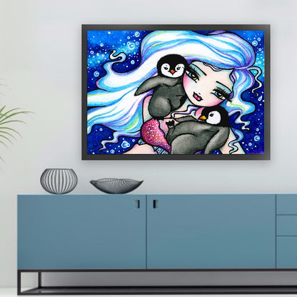 Big Eyes Girl - 11CT Stamped Cross Stitch 60*45CM(Joy Sunday)